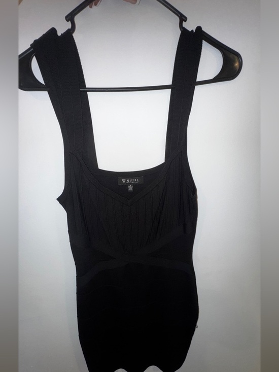 Guess Black Ribbed V-Neck Knit Tank - Picture 2 of 4